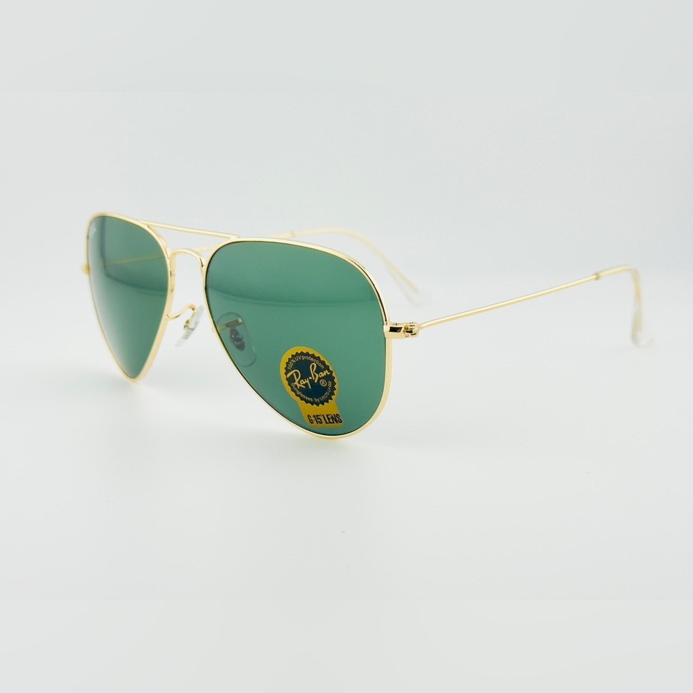 Ray-Ban Aviator Classic Sunglasses RB3025 Polished Gold Frame G-15 Green Lenses - Picture 10 of 14